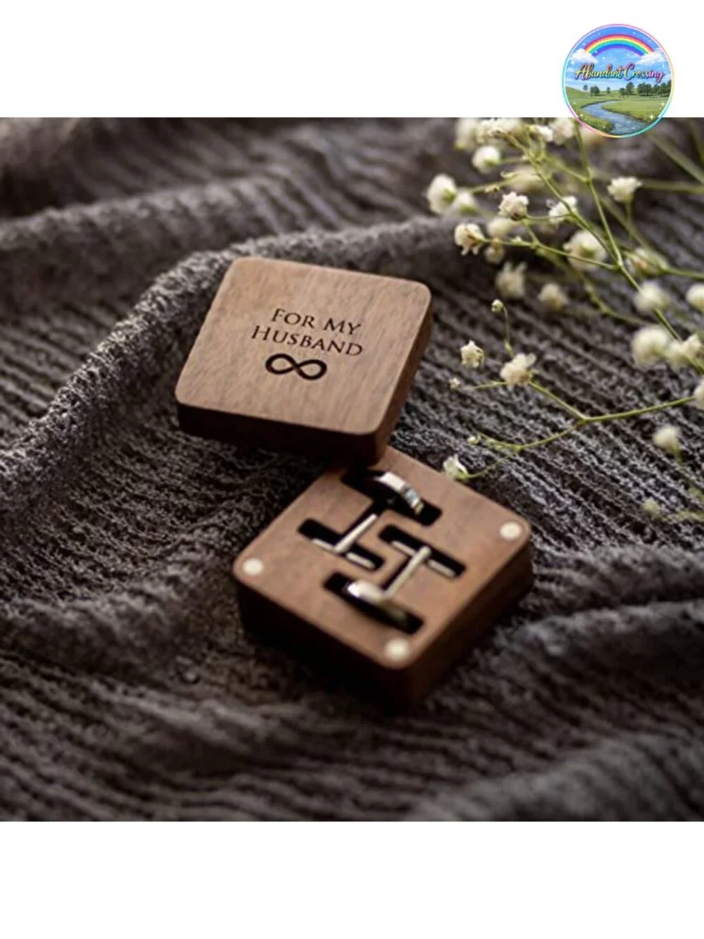 Engraved Cufflinks Stainless Steel Wood Gift Box Wedding Groom Gift